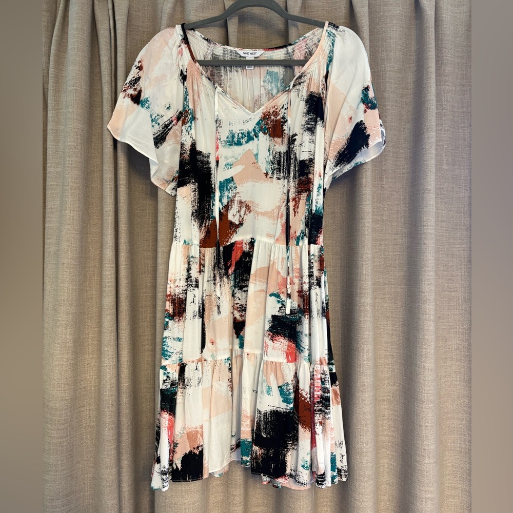 Nine West V-Neck Tiered rayon Dress